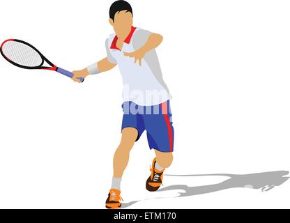 Giocatore di tennis. Colorata illustrazione vettoriale Illustrazione Vettoriale