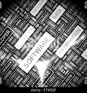 Il software. Word cloud illustrazione. Tag cloud concetto collage. Illustrazione Vettoriale