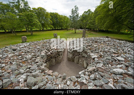 Il Neolitico preistorici luogo di sepoltura al Balnuran Clava Cairns, nelle vicinanze Culloden, Inverness-shire. SCO 9866. Foto Stock