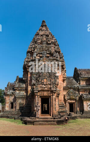 Prang, sud vista, Prasat Hin Khao Phnom Rung, tempio Khmer, Buri Ram, Buriram Provincia, Isan, Isaan, Thailandia Foto Stock