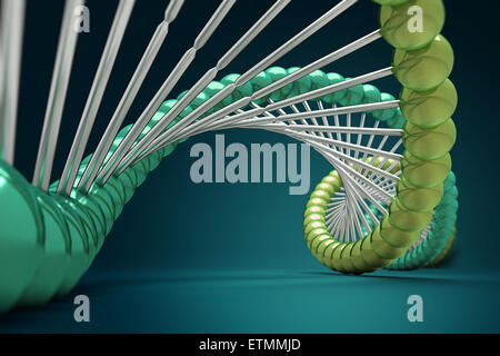 Illustrazione stilizzata di filamenti di DNA umano, acido deossiribonucleico. Foto Stock