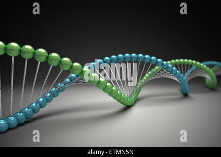 Illustrazione stilizzata di filamenti di DNA umano, acido deossiribonucleico. Foto Stock