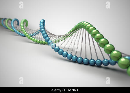 Illustrazione stilizzata di filamenti di DNA umano, acido deossiribonucleico. Foto Stock