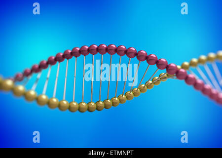 Illustrazione stilizzata di filamenti di DNA umano, acido deossiribonucleico. Foto Stock