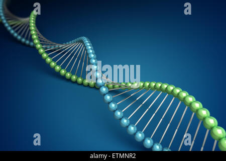 Illustrazione stilizzata di filamenti di DNA umano, acido deossiribonucleico. Foto Stock