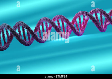 Illustrazione stilizzata di filamenti di DNA umano, acido deossiribonucleico. Foto Stock