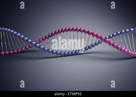 Illustrazione stilizzata di filamenti di DNA umano, acido deossiribonucleico. Foto Stock