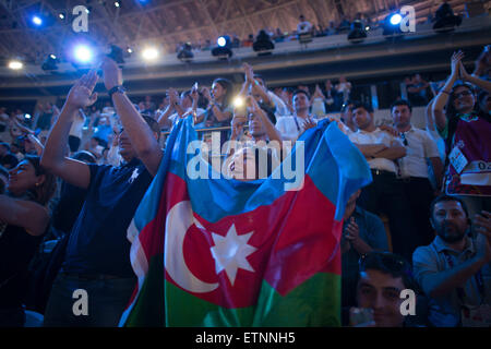 Baku in Azerbaijan. 12 Giugno, 2015. Momenti durante la cerimonia di apertura del primo europeo in occasione dei Giochi Olimpici di Baku, in Azerbaijan. © Jacob Balzani Loov/ZUMA filo/Alamy Live News Foto Stock