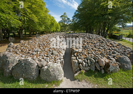 Il Neolitico preistorici luogo di sepoltura al Balnuran Clava Cairns, nelle vicinanze Culloden, Inverness-shire. SCO 9881. Foto Stock