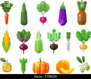 Il cibo. La verdura e la frutta impostare icone. illustrazione vettoriale Illustrazione Vettoriale
