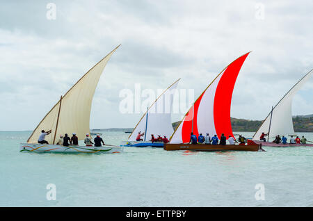 Barche colorate regata di vela concorrenza in Mauritius Foto Stock