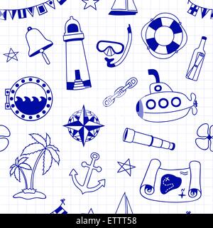 Seamless pattern nautico. Illustrazione Vettoriale