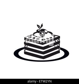 Torta dolce è sul piattino Illustrazione Vettoriale