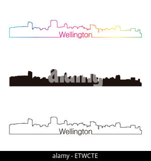 Wellington skyline stile lineare con arcobaleno nel modificabile file vettoriali Foto Stock