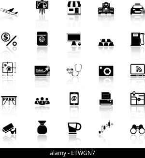 Le icone delle applicazioni con riflettere su sfondo bianco, vettore di stock Illustrazione Vettoriale