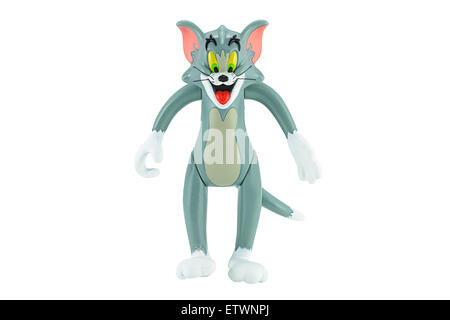 Bangkok, Tailandia - 17 Febbraio 2015: Tom gatto grigio personaggio giocattolo forma Tom e Jerry animazione cartoon. Foto Stock