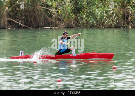 Mingachevir, Azerbaigian. 16 Giugno, 2015. Ceco Martin Fuksa compete in canoa Sprint - Uomini canoa singola (C1) 200m Finale al Baku 2015 1° Giochi Europei di Mingachevir, Azerbaigian, 16 giugno 2015. Credito: David Tanecek/CTK foto/Alamy Live News Foto Stock