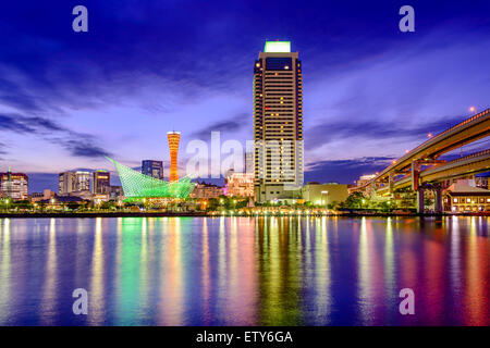 Kobe, Giappone skyline al tramonto. Foto Stock