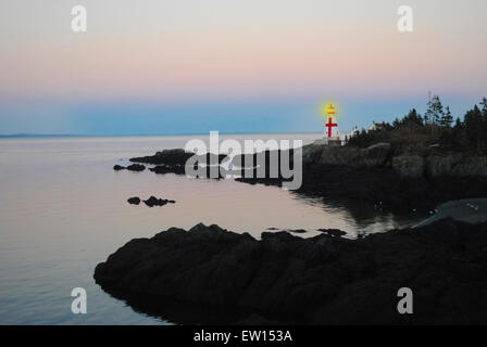 East Quoddy Lighthouse, New Brunswick Canada Campabello Isola Foto Stock