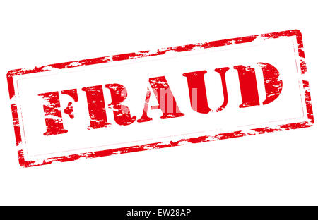 Timbro di gomma con la parola la frode all'interno, illustrazione Foto Stock