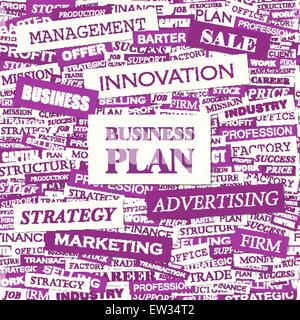 BUSINESS PLAN. Concetto illustrazione. Graphic raccolta tag. Wordcloud collage. Illustrazione Vettoriale