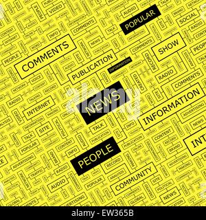 NEWS. Word cloud illustrazione. Tag cloud concetto collage. Illustrazione Vettoriale