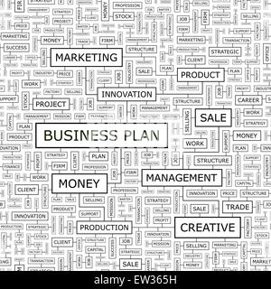 BUSINESS PLAN. Modello senza giunture. Word cloud illustrazione. Illustrazione Vettoriale