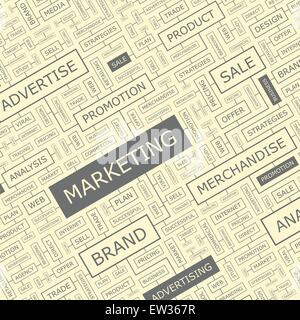 MARKETING. Parola concetto cloud illustrazione. Wordcloud collage. Illustrazione Vettoriale