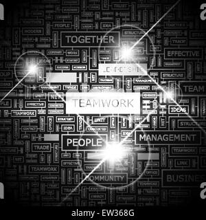 Il lavoro di squadra. Word cloud illustrazione. Tag cloud concetto collage. Illustrazione Vettoriale