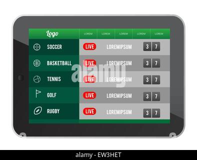 Generati digitalmente le scommesse sportive app su tablet vettore dello schermo Illustrazione Vettoriale
