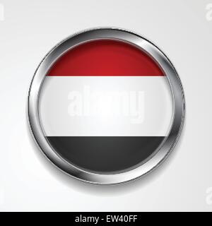 Repubblica dello Yemen pulsante in metallo bandiera. Il design del vettore Illustrazione Vettoriale