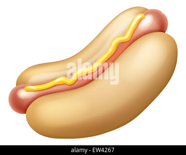 Una illustrazione di una gustosa cercando cartoon hotdog Foto Stock