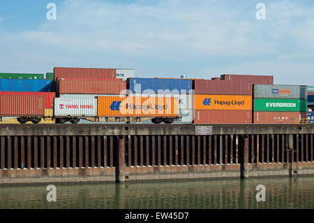 HGK terminal container, Niehl, Colonia, nella Renania settentrionale-Vestfalia (Germania). Foto Stock