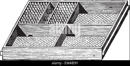 Essiccatore a cremagliera, vintage illustrazioni incise. Enciclopedia industriale E.-O. Lami - 1875. Illustrazione Vettoriale