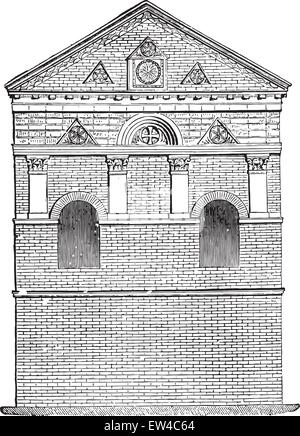 Chiesa di San Giovanni a Poitiers, vintage illustrazioni incise. Enciclopedia industriale E.-O. Lami - 1875. Illustrazione Vettoriale