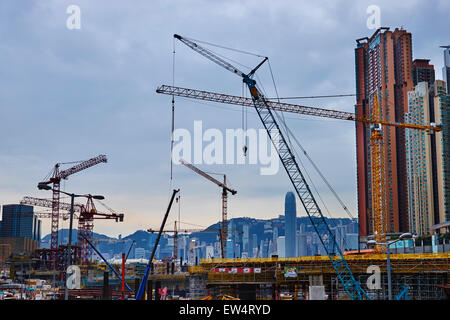 Cina, Hong Kong Kowloon, nuova costruzione costruisce appositamente, worksite Foto Stock