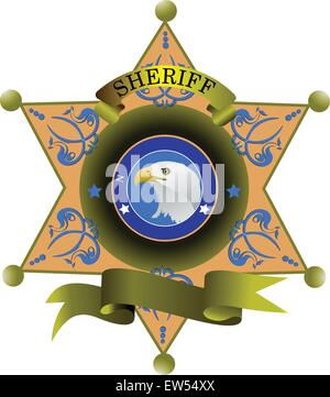 Sceriffo del badge su sfondo bianco Illustrazione Vettoriale