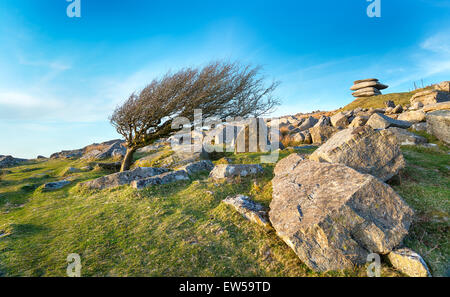 Il Cheesewring una roccia di granito formazione vicino serventi a Bodmin Moor in Cornovaglia Foto Stock