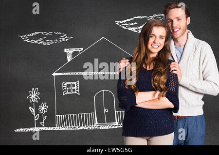 Immagine composita del ritratto di sorridere coppia giovane Foto Stock