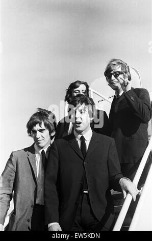 I Beatles in arrivo a San Francisco in anticipo del loro tour americano. Il 18 agosto 1964 Foto Stock