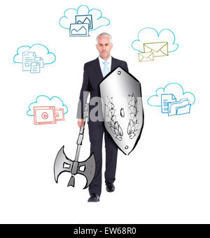 Immagine composita del cloud computing doodle Foto Stock