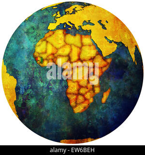 Territorio della guinea con bandiera sulla mappa del mondo Foto Stock