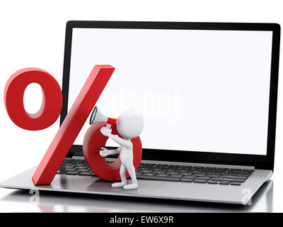 Personaggio piccolo con carrello su un computer portatile Foto stock - Alamy