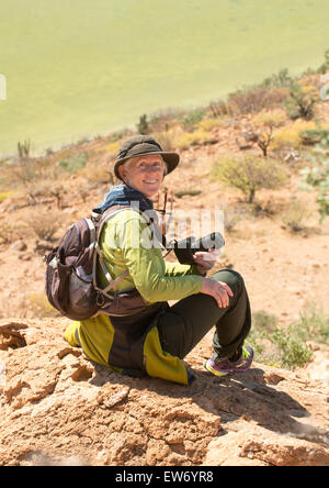 Messico, Baja, Lapaz, Espiritu Santo. Donna sorridente. Foto Stock