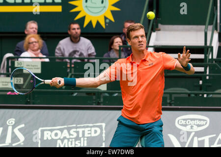 Tomas BERDYCH (CZE) riproduce in un colpo i quarti di finale della ATP Gerry Weber Open Tennis campionati a Halle, Germania. Foto Stock