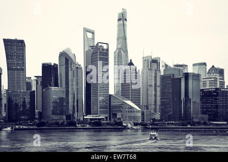 Lo skyline di Pudong, Shanghai, Cina Foto Stock