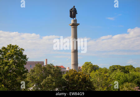 Monumento a Giovanni C Calhoun in Marion Square a Charleston, Carolina del Sud e Stati Uniti d'America Foto Stock