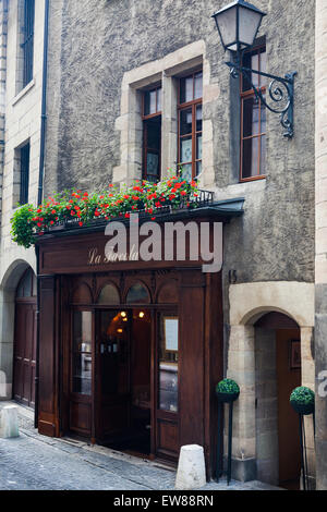 La favola ristorante sulla rue jean-calvin nella città vecchia di Ginevra Foto Stock