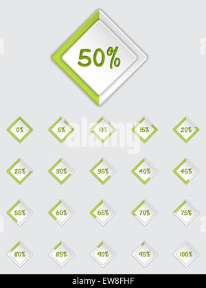 Cool 3d'icona caricatore immerso nel verde con stato diverso e percentuale Foto Stock
