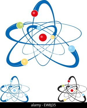 Atom simbolo set isolato su sfondo bianco Illustrazione Vettoriale